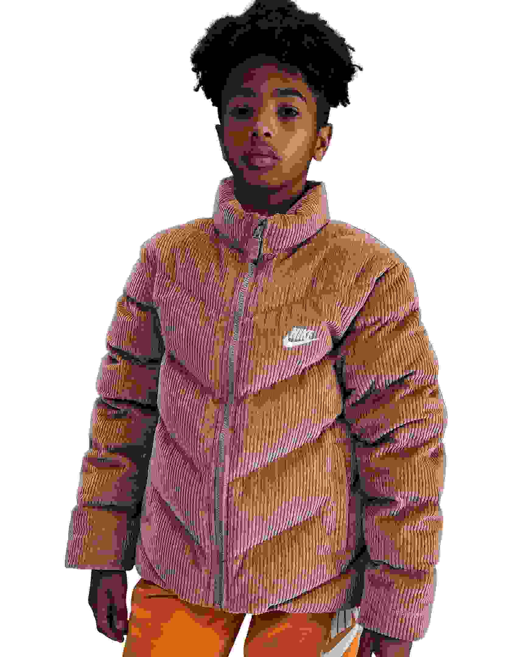 Nike Sportswear All Day Play Therma-FIT Loose-FIT Corduroy Big Kids' Brown Puffer Jacket